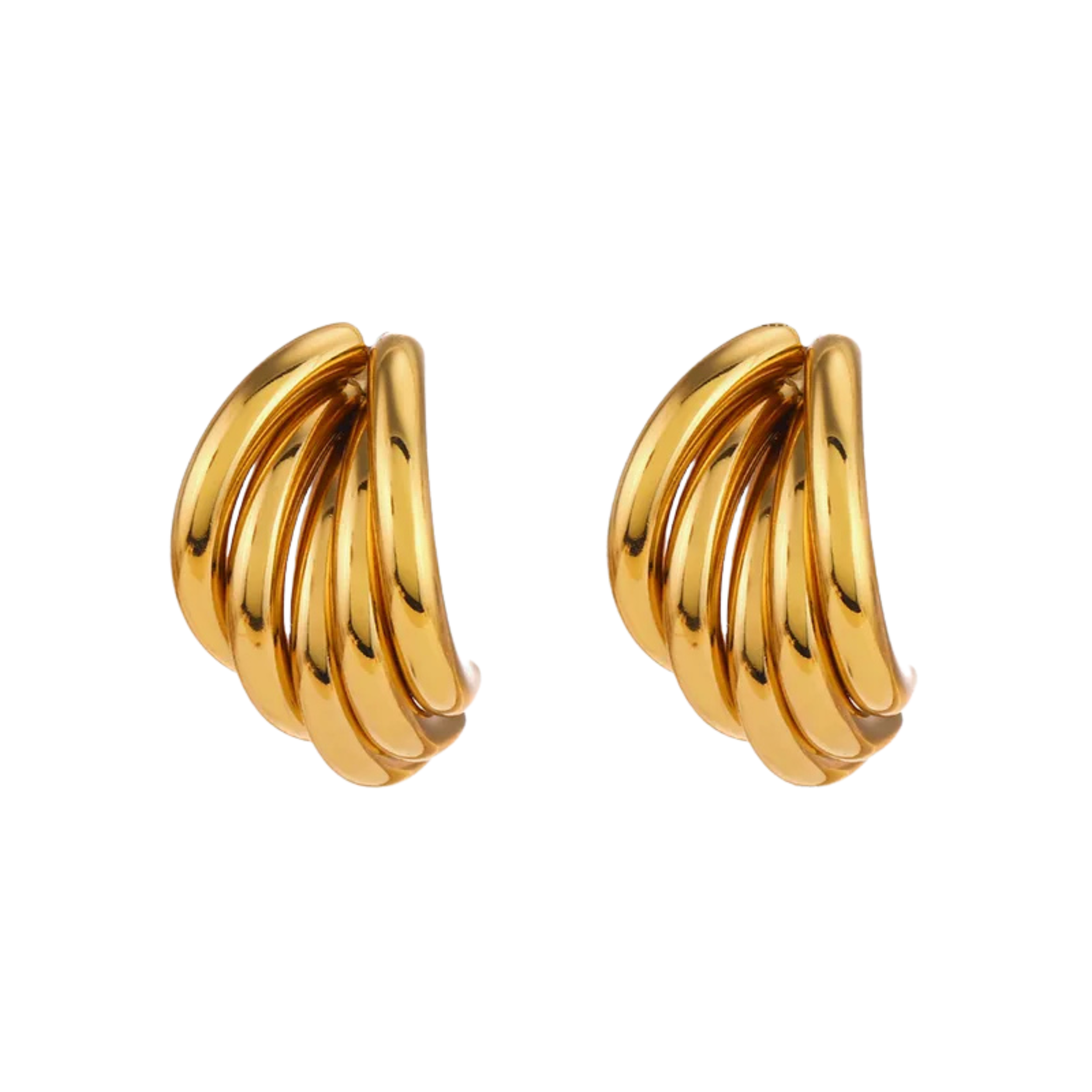 Decadent – Waterproof gouden oorbellen op witte achtergrond – Meena Rotterdam